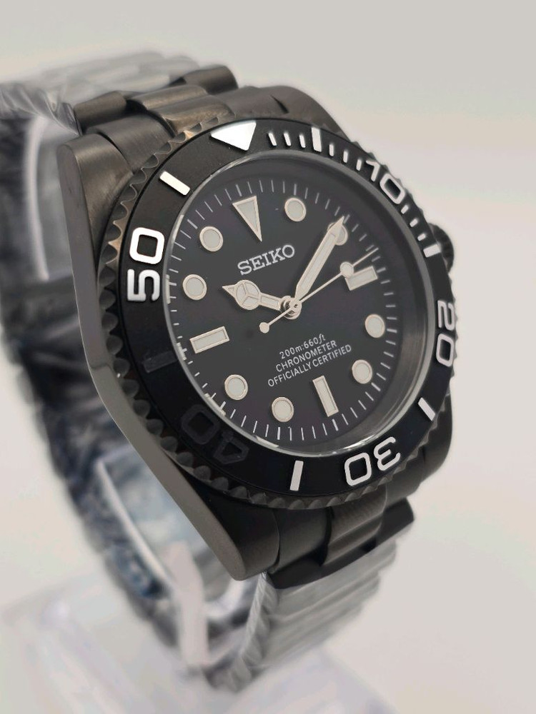 블랙 세이코 다이버 커스텀 오토매틱 쿼츠 시계 SEIKO MOD 서브마리너 요트마스터 이미지