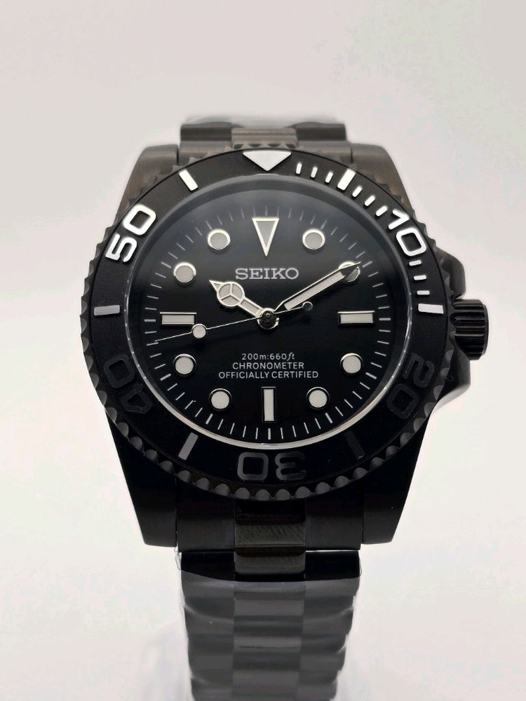 블랙 세이코 다이버 커스텀 오토매틱 쿼츠 시계 SEIKO MOD 서브마리너 요트마스터 이미지