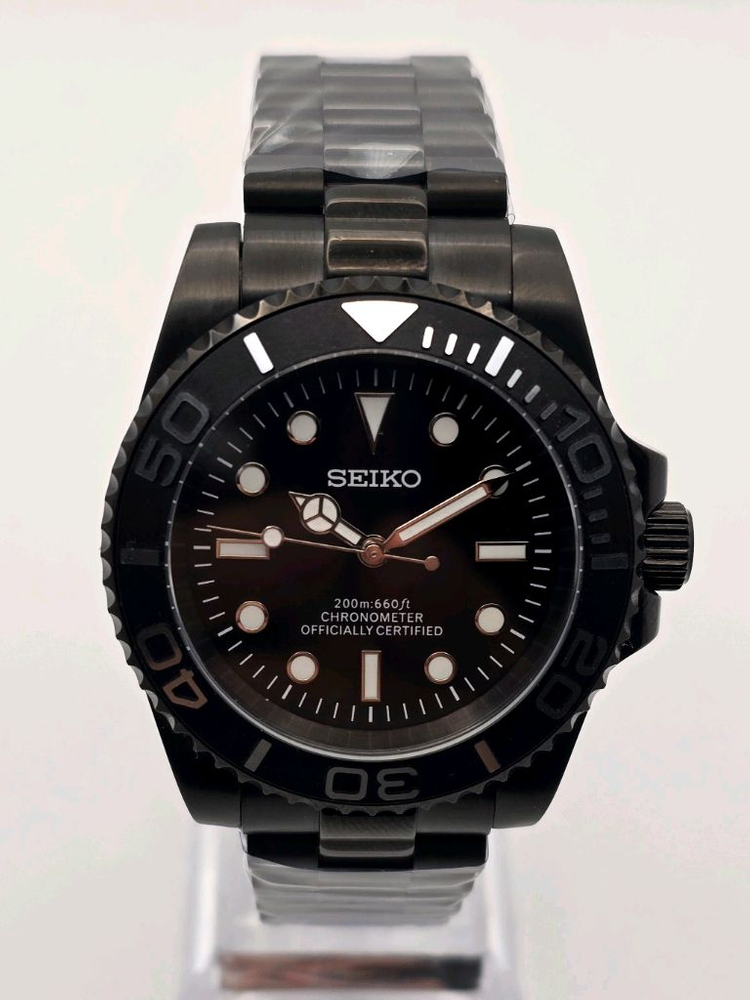 블랙 세이코 다이버 커스텀 오토매틱 쿼츠 시계 SEIKO MOD 서브마리너 요트마스터 이미지
