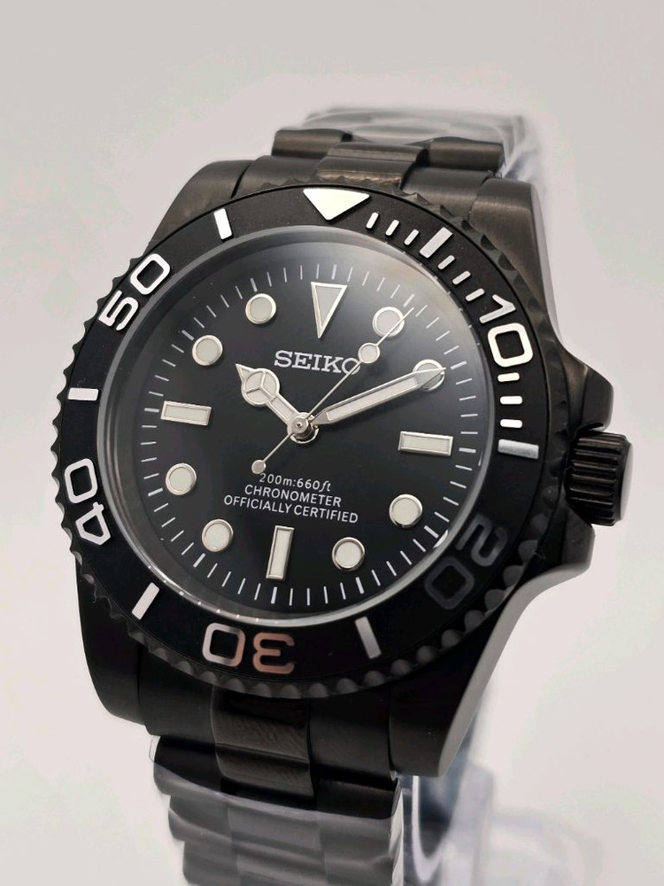 블랙 세이코 다이버 커스텀 오토매틱 쿼츠 시계 SEIKO MOD 서브마리너 요트마스터 이미지