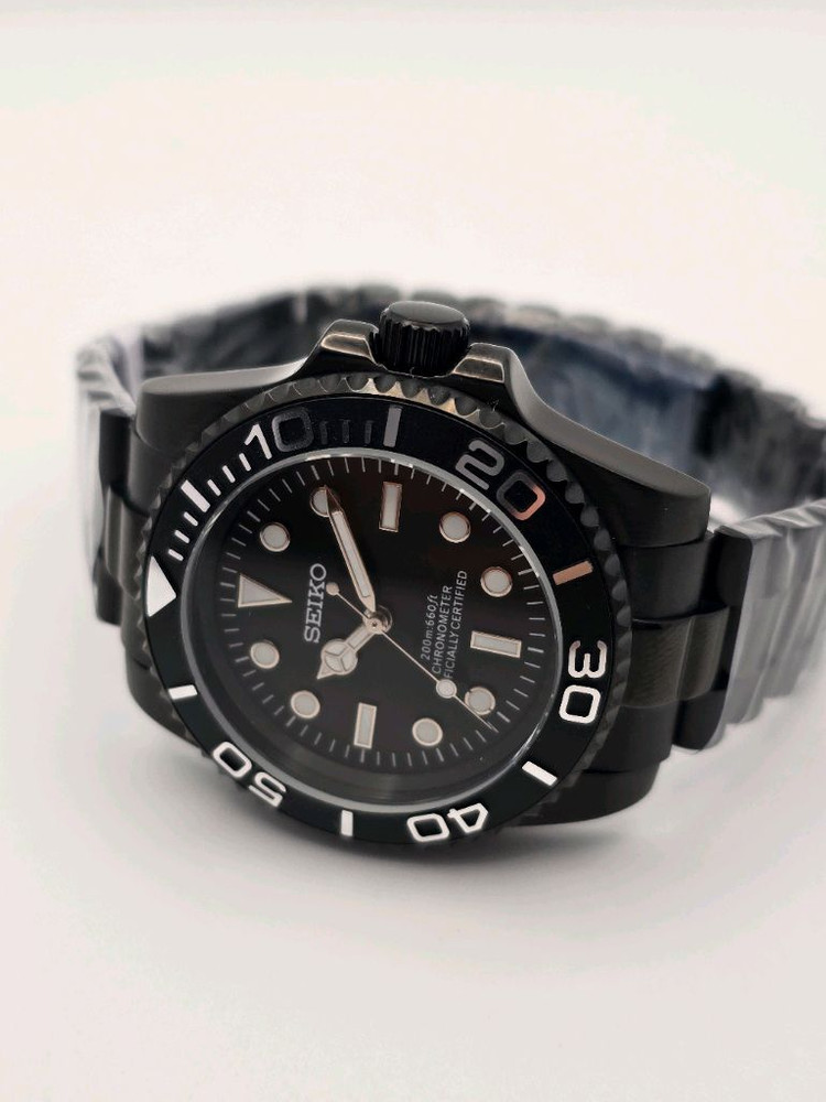 블랙 세이코 다이버 커스텀 오토매틱 쿼츠 시계 SEIKO MOD 서브마리너 요트마스터 이미지