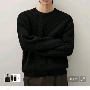 드로우핏 램스울 라운드 니트 XL 블랙 이미지