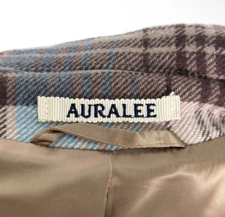 [0] Auralee 오라리 남성 맥시 멜튼 벨티드 체크 울 롱 코트 이미지