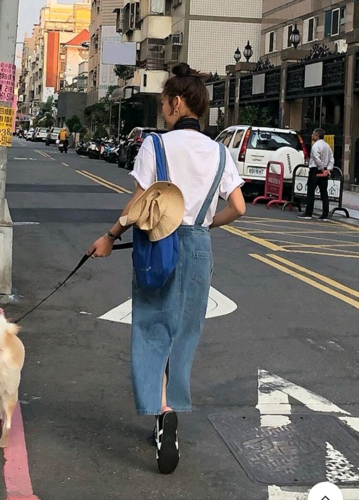 앤유 크랜본 포켓 포인트 데님 오버롤 원피스 (Mid blue) 이미지