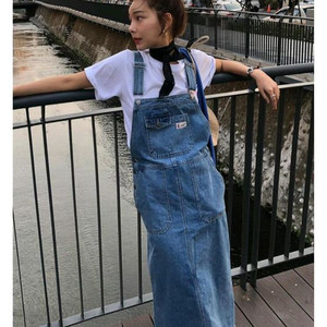 앤유 크랜본 포켓 포인트 데님 오버롤 원피스 이미지