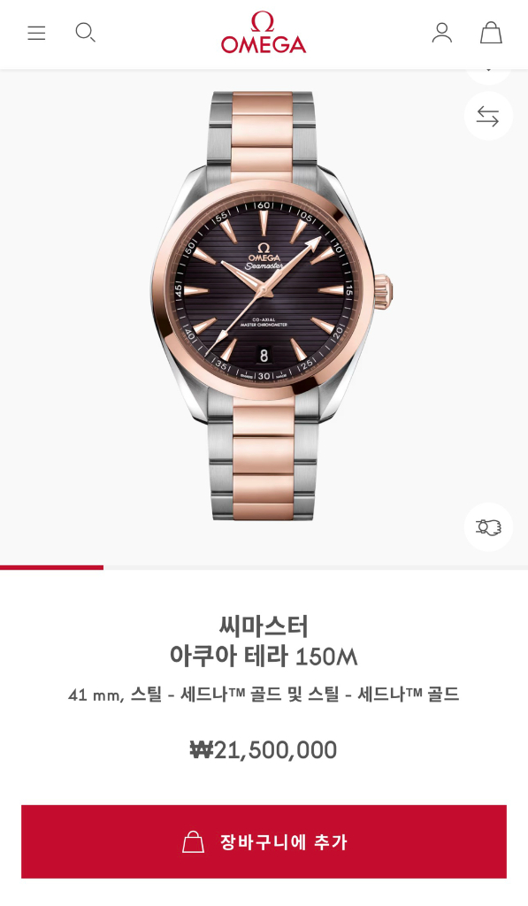오메가 아쿠아테라 콤비 41mm 현행모델 이미지