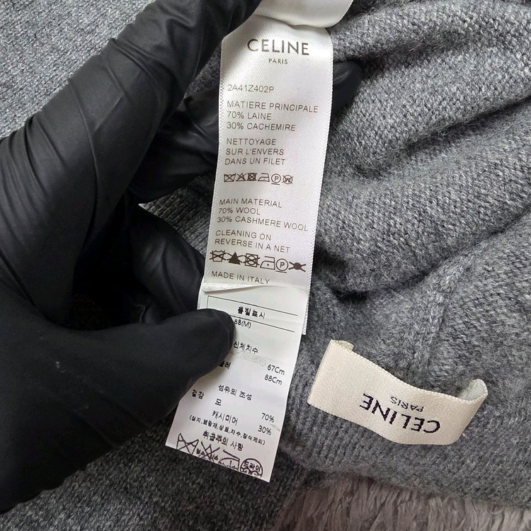 [클로젯][M]셀린느 트리옹프 로고 드로우스트링 캐시미어 니트후드 셋업 이미지