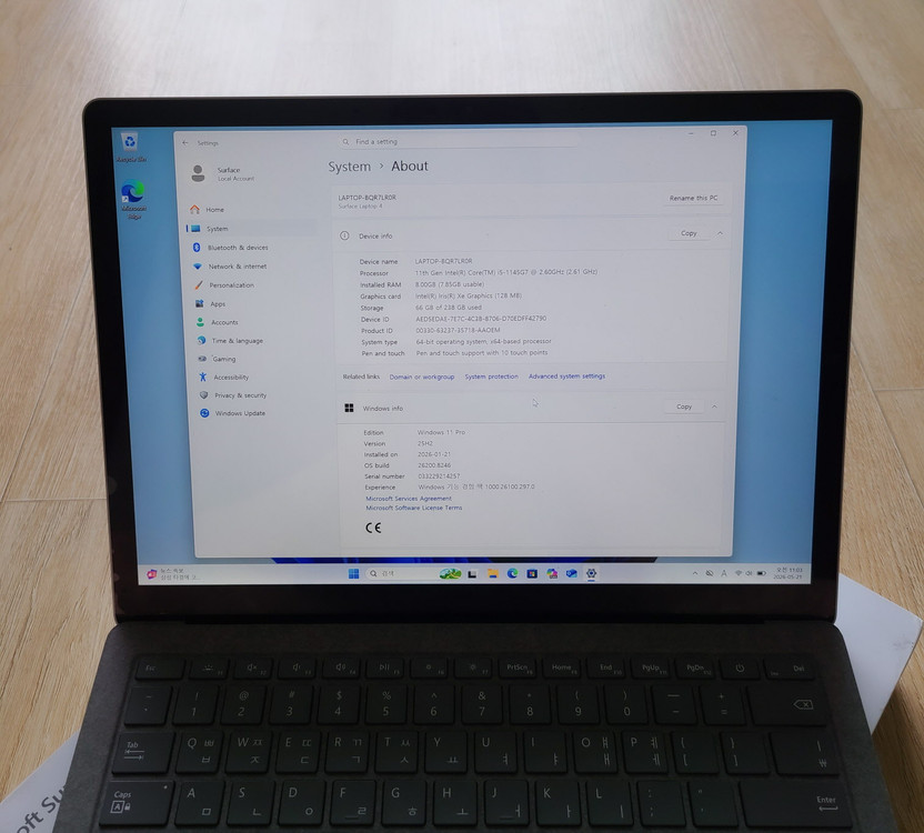 부산 서피스 랩탑 4세대 i5-1145G7 8GB/256GB 팝니다. 이미지
