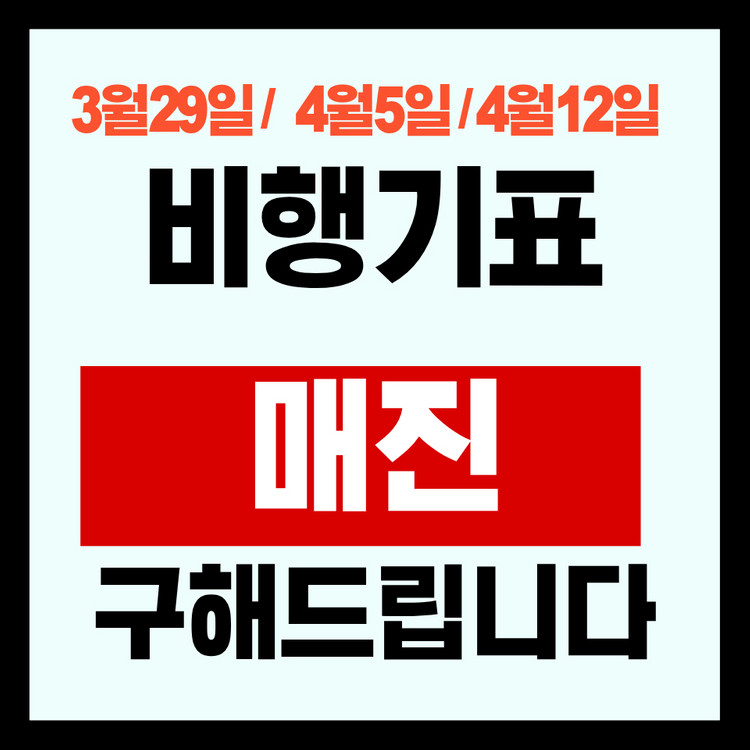 매진 항공권 예약) 제주 - 김포/부산/청주/대구/광주 국내선 이미지