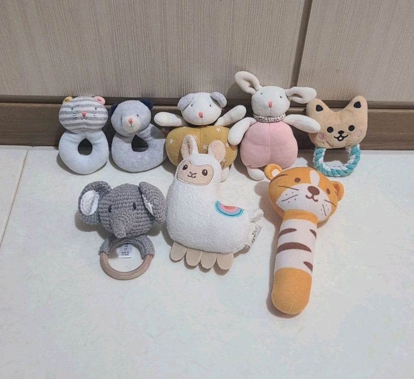 아기 동물 딸랑이 인형 세트 이미지