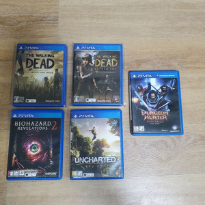 PS VITA비타 게임타이틀 5개 일괄판매 무료배송 (워킹데드1,2, 바이오하자드2, 던전헌터, 언차티드) 이미지