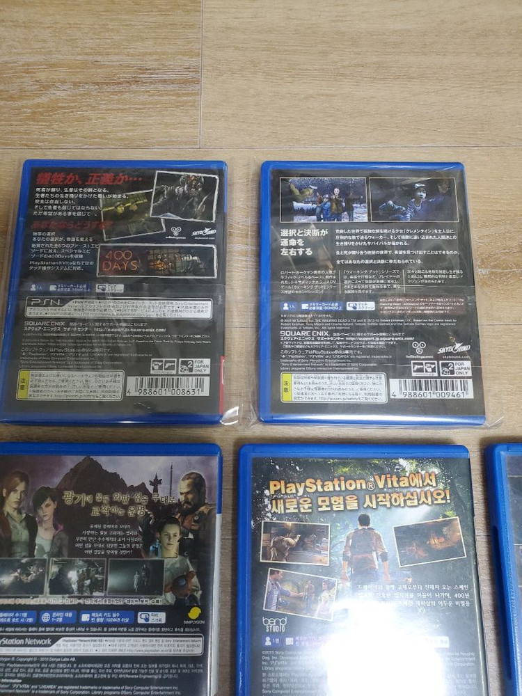 PS VITA비타 게임타이틀 5개 일괄판매 무료배송 (워킹데드1,2, 바이오하자드2, 던전헌터, 언차티드) 이미지