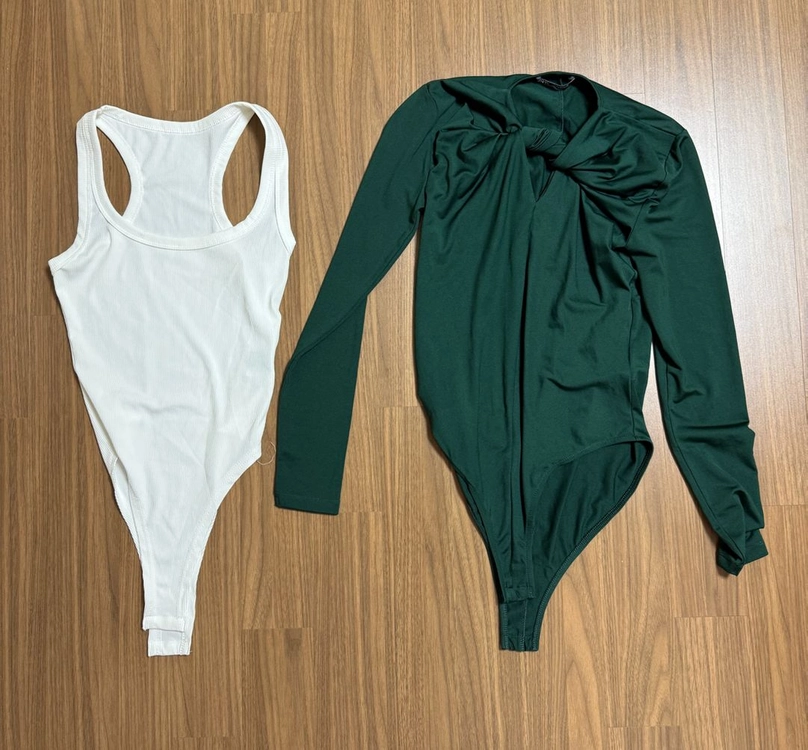 ZARA 그린 긴팔/ 화이트 런닝 보디수트 이미지