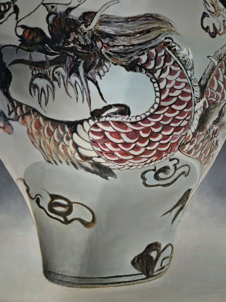 *서양화 백자철화운룡문항아리 유화80호그림 이미지