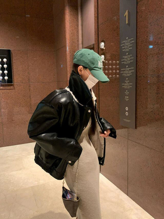 르라미 샐러 무스탕 레더 자켓 jk(블랙) 이미지