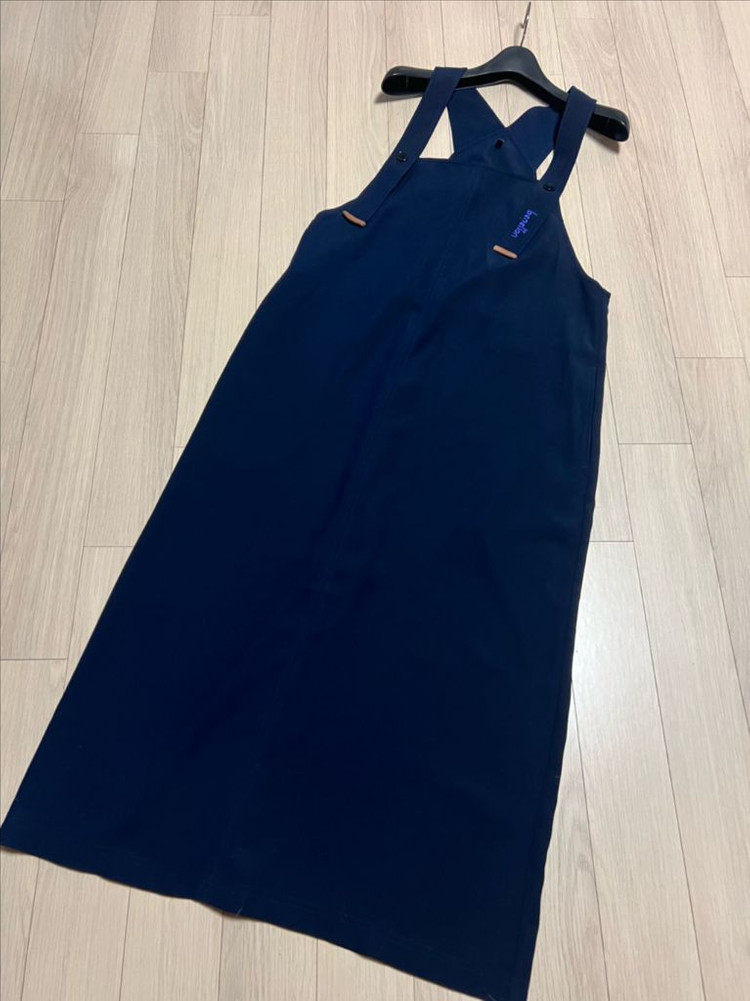 베네통 BENETTON 멜빵 롱원피스 네이비 자수 오버롤 레이어드 뷔스티에 나시 민소매 이미지