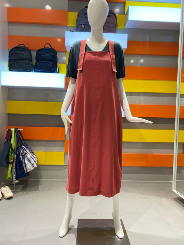 베네통 BENETTON 멜빵 롱원피스 네이비 자수 오버롤 레이어드 뷔스티에 나시 민소매 이미지