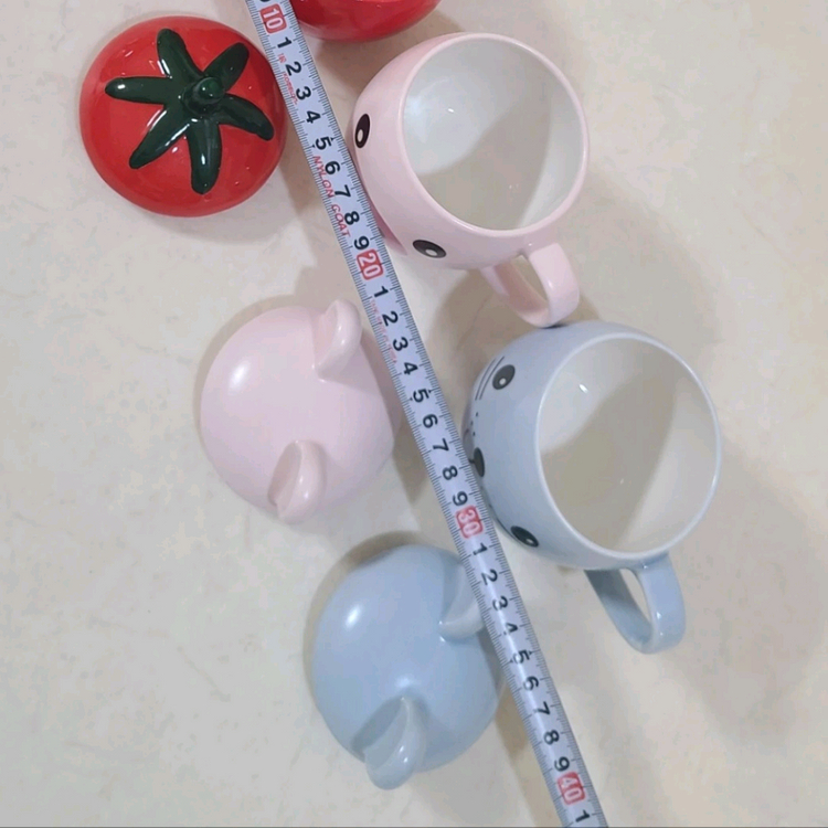 돼지 생쥐 뚜껑 머그컵 2종 세트 이미지