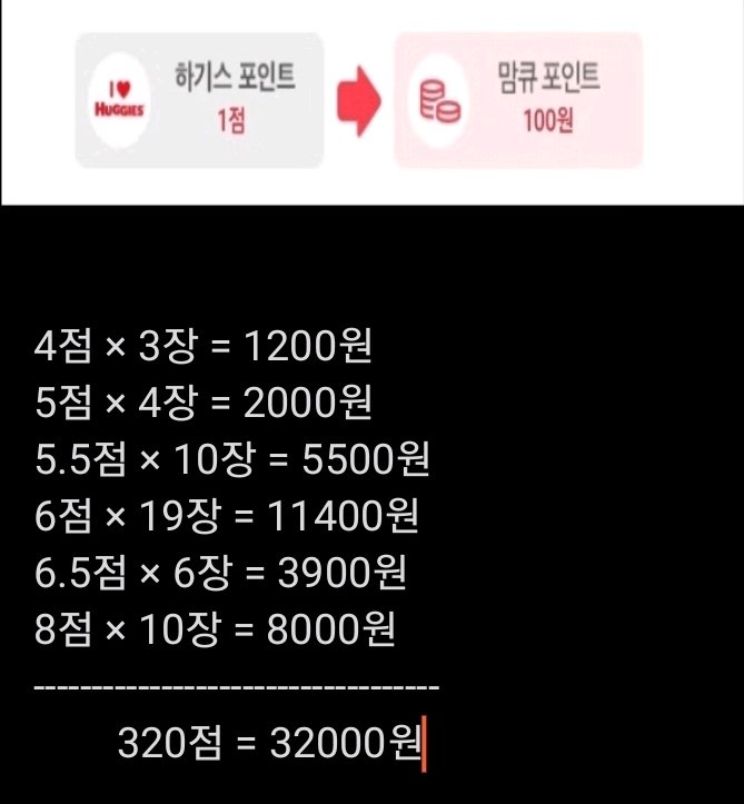 하기스 맘큐 포인트 320점 이미지