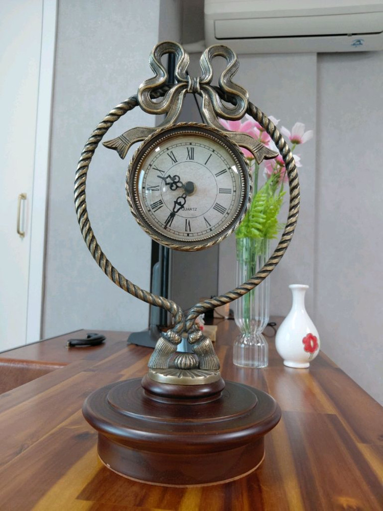 택포/높이 34cm) 매우 예쁜 황동 앤틱 탁상 시계 엔티크 장식품 이미지
