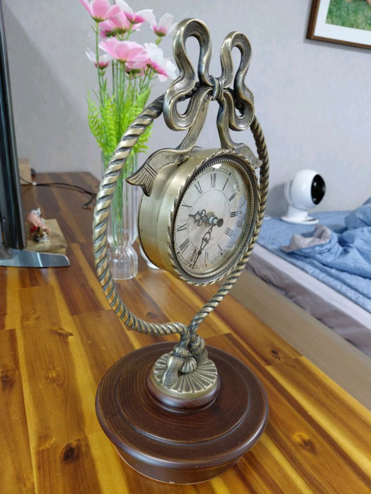 택포/높이 34cm) 매우 예쁜 황동 앤틱 탁상 시계 엔티크 장식품 이미지