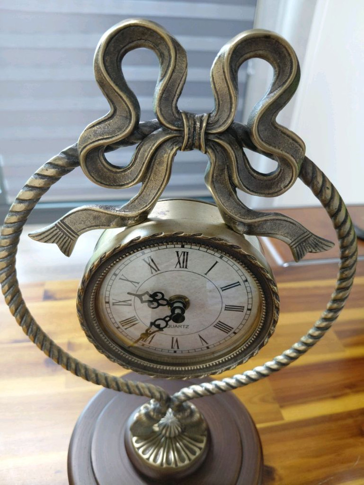 택포/높이 34cm) 매우 예쁜 황동 앤틱 탁상 시계 엔티크 장식품 이미지