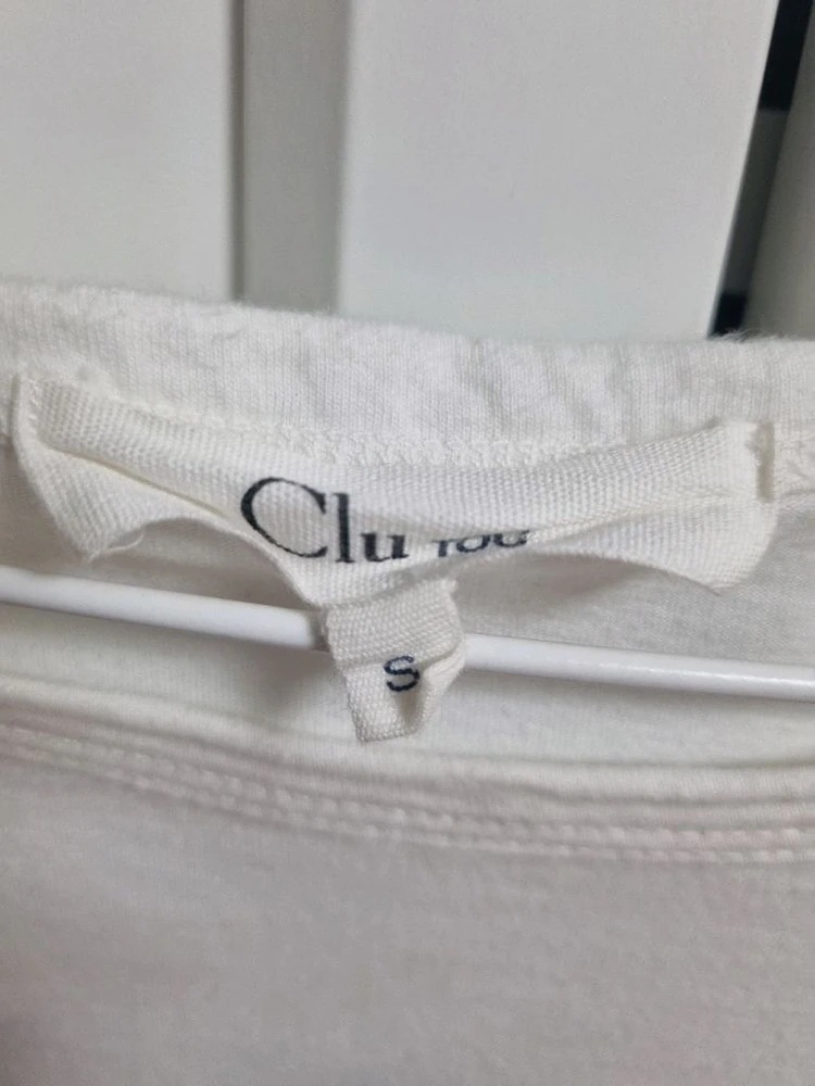 클루 투 흰색 체크 반팔 티셔츠 면티 스몰 clu too 이미지