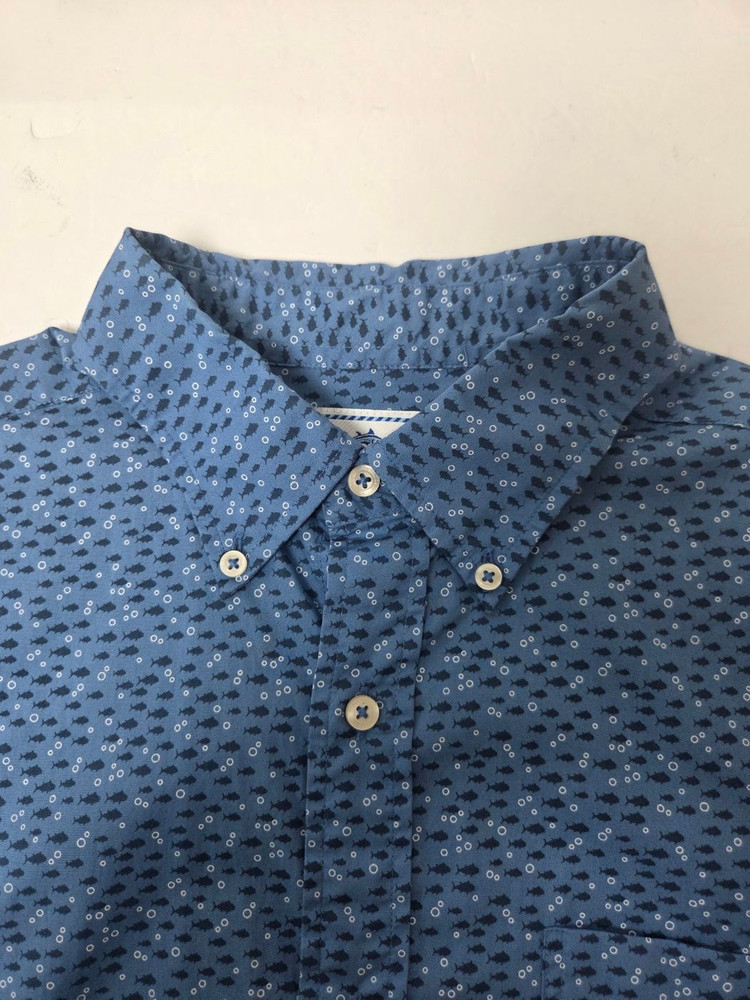 SOUTHERN TIDE 남성 피쉬 트림핏 반팔 셔츠 블루(M) 이미지