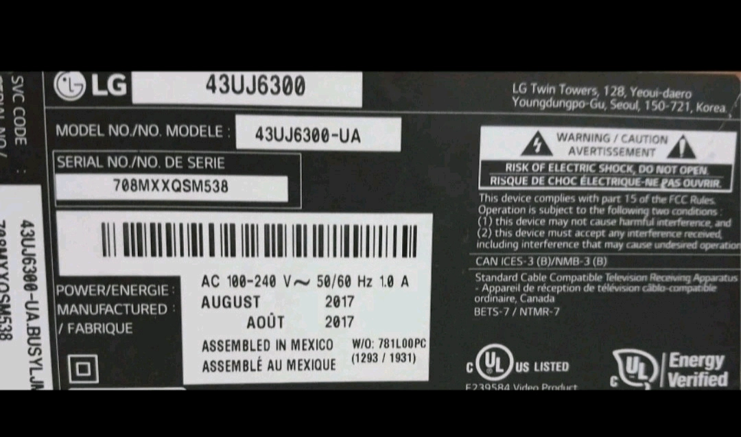LG 43인치 4K TV 부품판매 액정파손 [43uj6300] 30000원 이미지