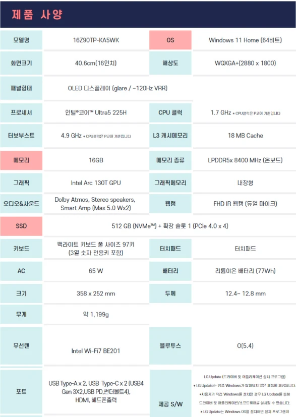 LG 그램 프로 16 16Z90TP-KA5WK 미개봉 새상품 이미지