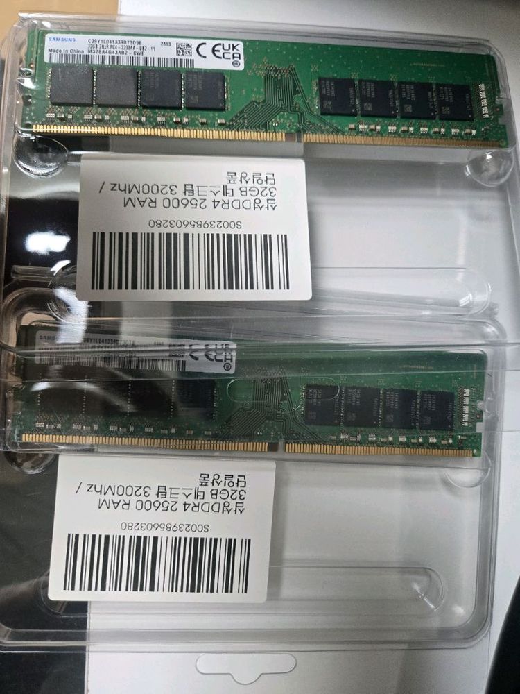 삼성 DDR4 64GB 3200 cl22 데스크탑 메모리 32GB x2 (안심거래,택배가능) 이미지
