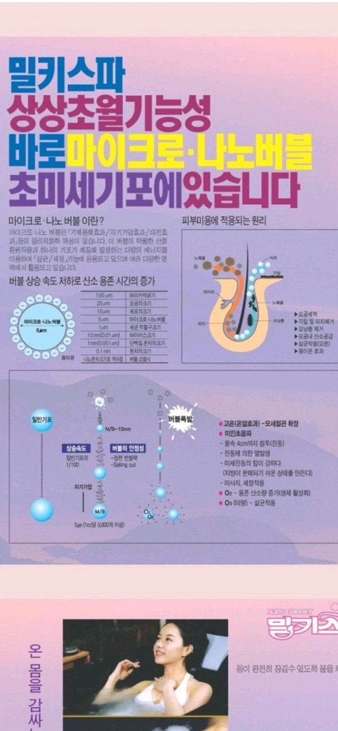 밀키스파-나노버블 음이온 목욕 반신욕기 온천효과 이미지