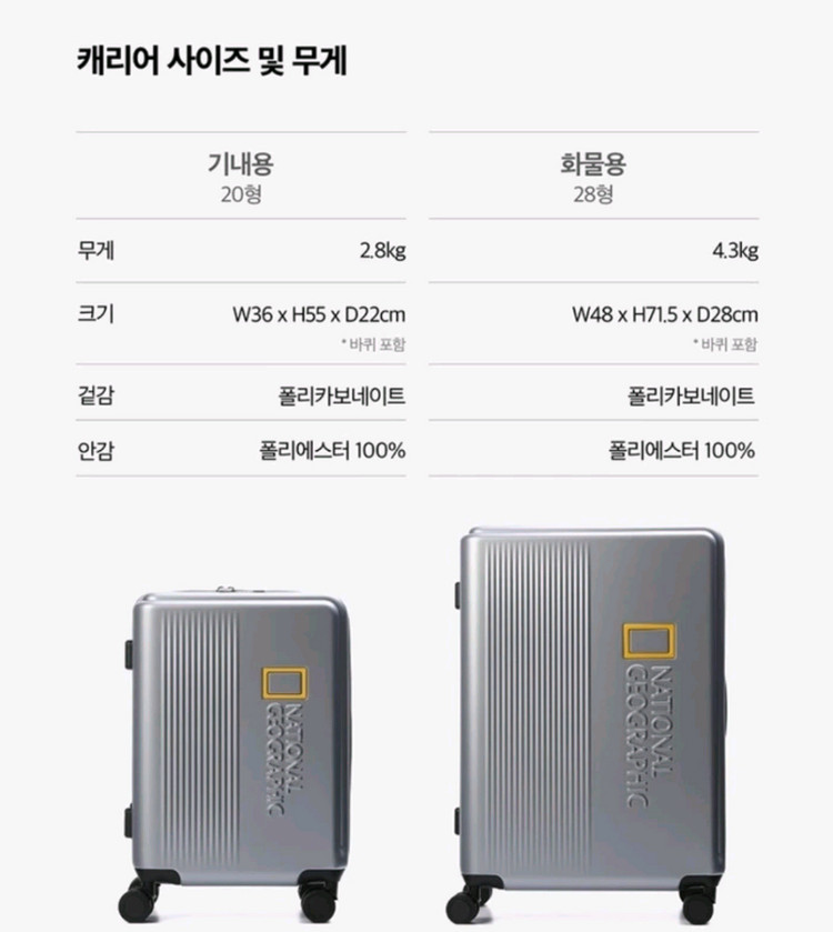 내셔널지오그래픽 캐리어 페이지 28인치 화물용 + 항공커버 새제품 이미지