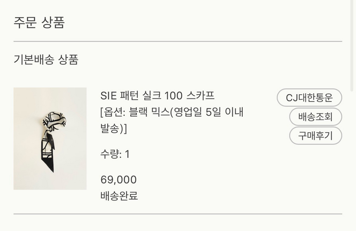 시에 SIE 패턴 실크 100 스카프 이미지