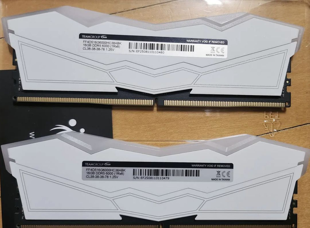 TeamGroup DDR5=6000 CL38 화이트16gbx2 이미지