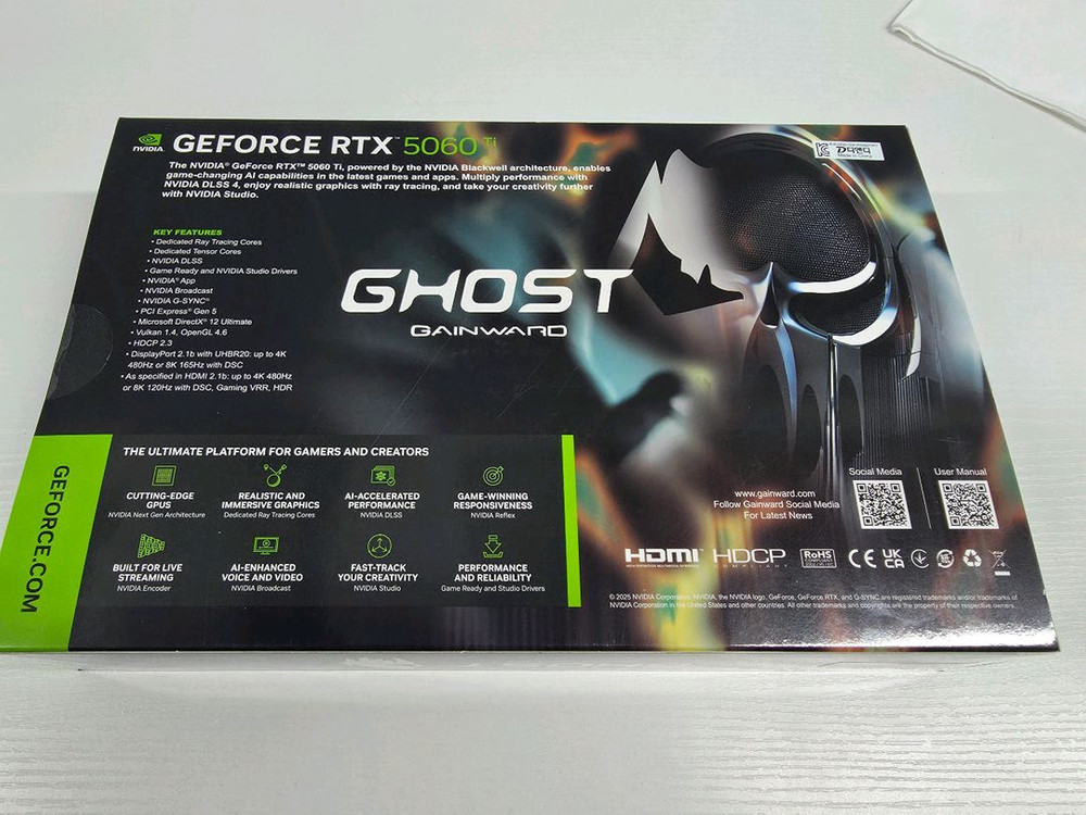 [영수증/풀박스] 게인워드 RTX 5060 Ti 고스트 D7 8GB 풀박스 이미지