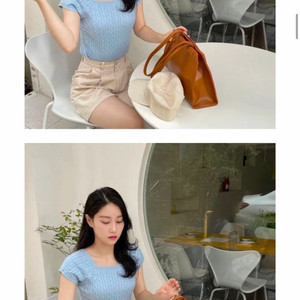 크롭 꽈배기 반팔 니트 이미지