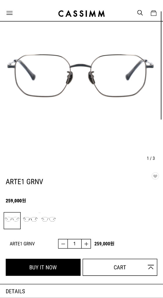 카심 티타늄 안경 ARTE1 GRNV 이미지