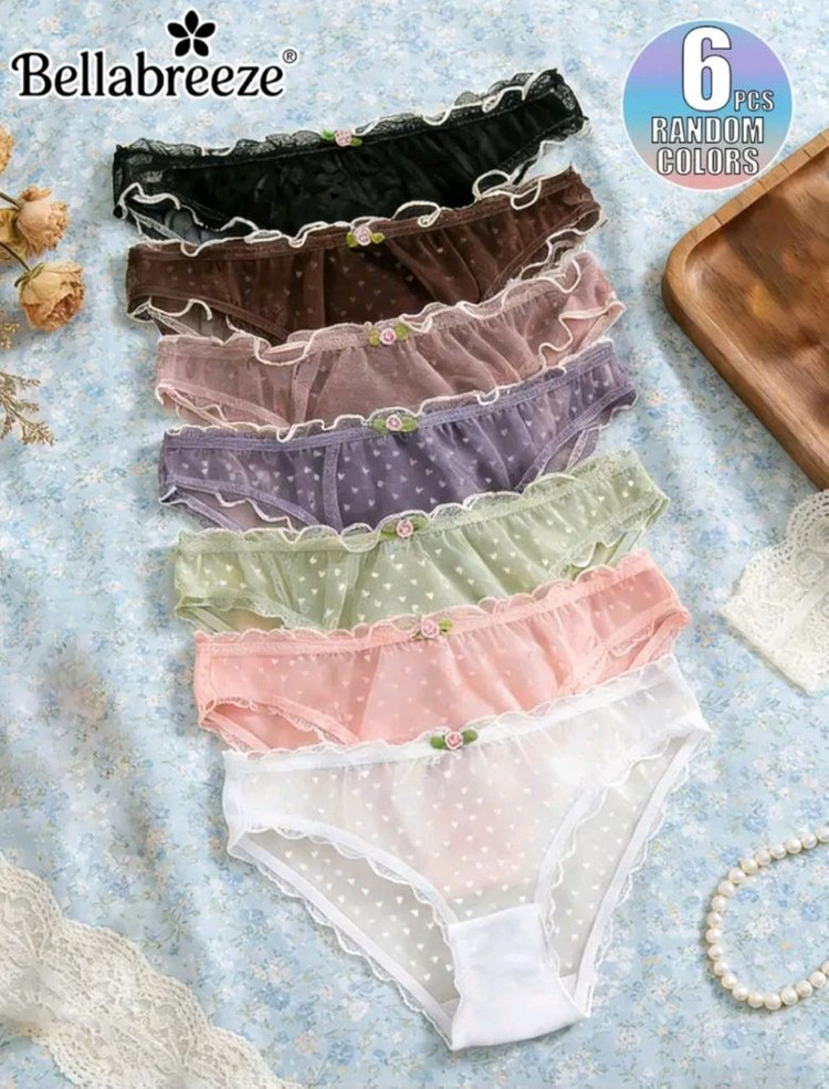 시스루 여성 레이스 팬티 6장 세트 이미지