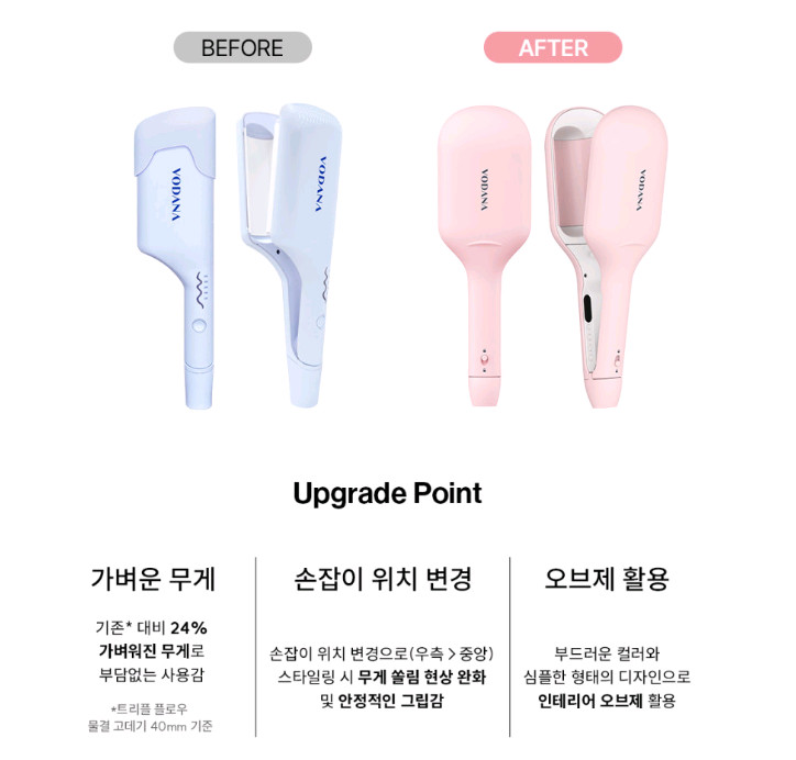 보다나 신형 글로우 물결 고데기 40mm 핑크 이미지