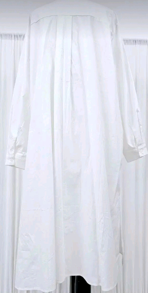 화이트 롱 셔츠 원피스 하이넥 바스락원피스 이미지