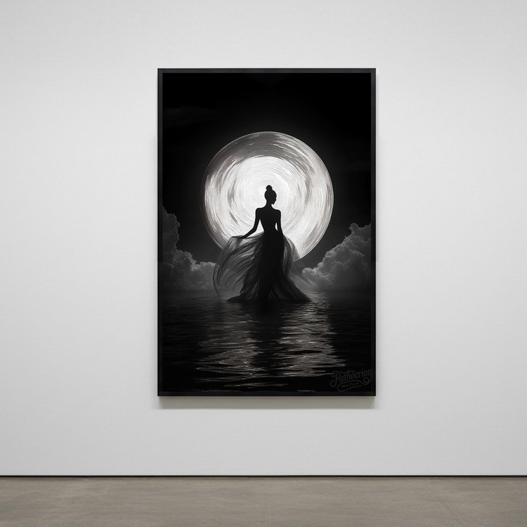 달빛을 걷는 여인 그림 액자 팝아트 인테리어소품 몽환적 흑백 실루엣 여성인물화 달그림 대형 거실액자 신혼집 꾸미기 이미지