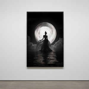 달빛을 걷는 여인 그림 액자 팝아트 인테리어소품 몽환적 흑백 실루엣 여성인물화 달그림 대형 거실액자 신혼집 꾸미기 이미지