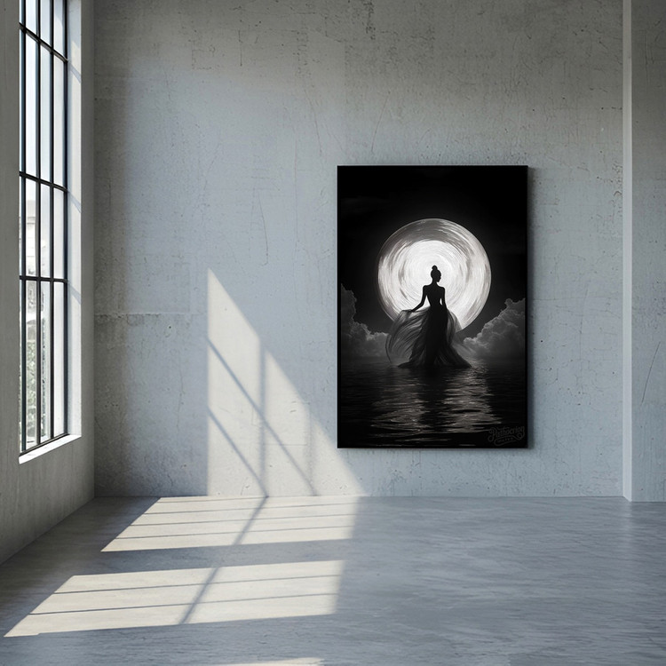 달빛을 걷는 여인 그림 액자 팝아트 인테리어소품 몽환적 흑백 실루엣 여성인물화 달그림 대형 거실액자 신혼집 꾸미기 이미지