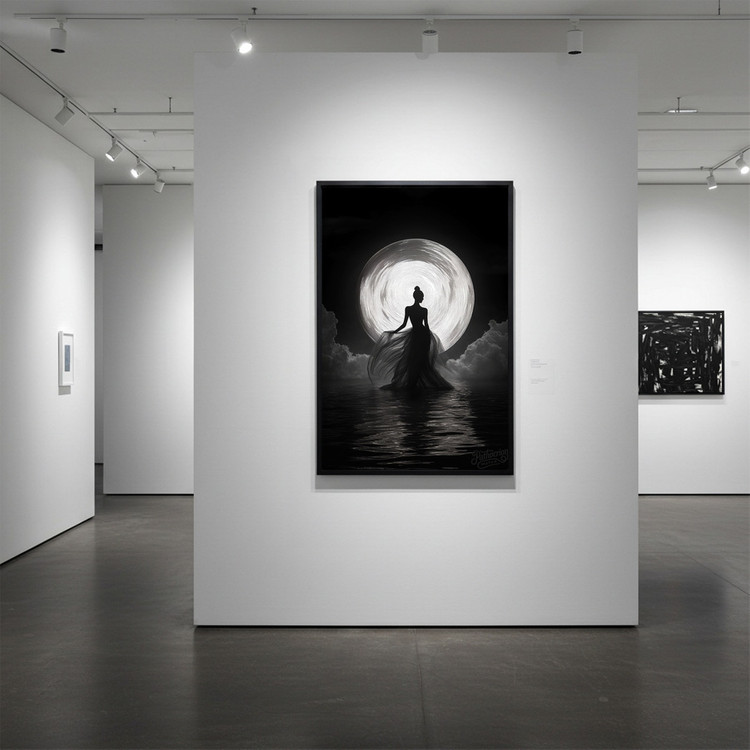 달빛을 걷는 여인 그림 액자 팝아트 인테리어소품 몽환적 흑백 실루엣 여성인물화 달그림 대형 거실액자 신혼집 꾸미기 이미지