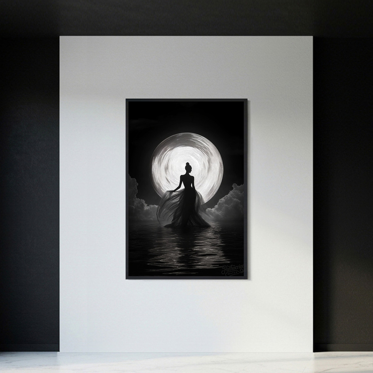 달빛을 걷는 여인 그림 액자 팝아트 인테리어소품 몽환적 흑백 실루엣 여성인물화 달그림 대형 거실액자 신혼집 꾸미기 이미지