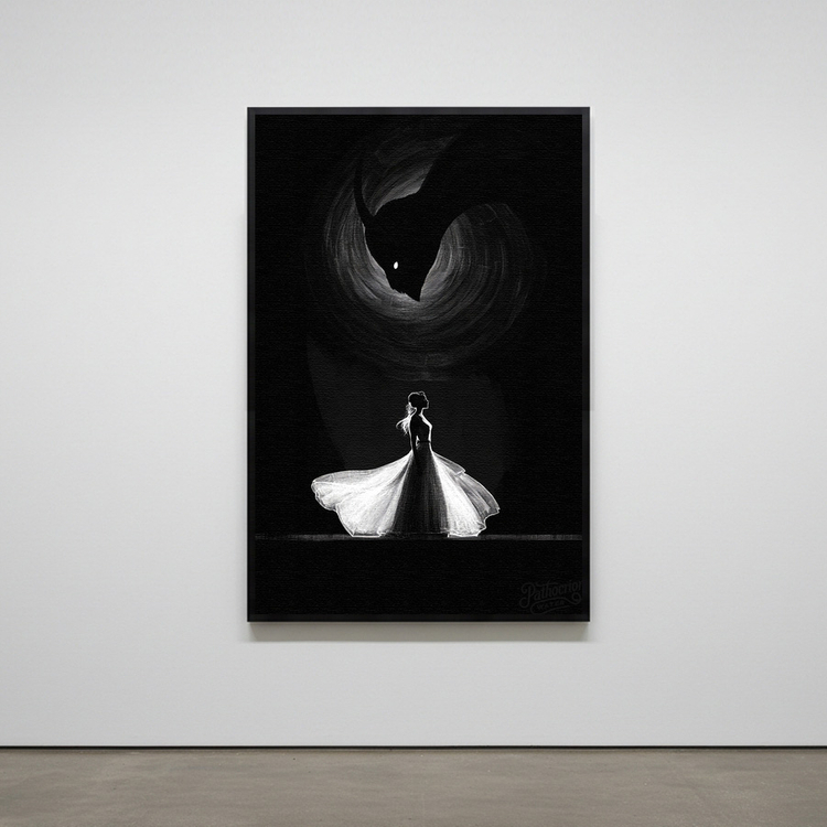 어둠과의 무도회 그림 액자 팝아트 인테리어소품 신비로운 무도회 여인그림 흑백 감성 모던 대형 거실 침실 카페 오피스 이미지