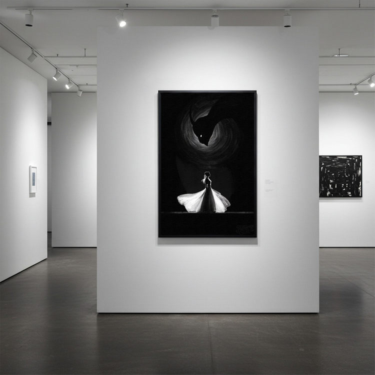 어둠과의 무도회 그림 액자 팝아트 인테리어소품 신비로운 무도회 여인그림 흑백 감성 모던 대형 거실 침실 카페 오피스 이미지