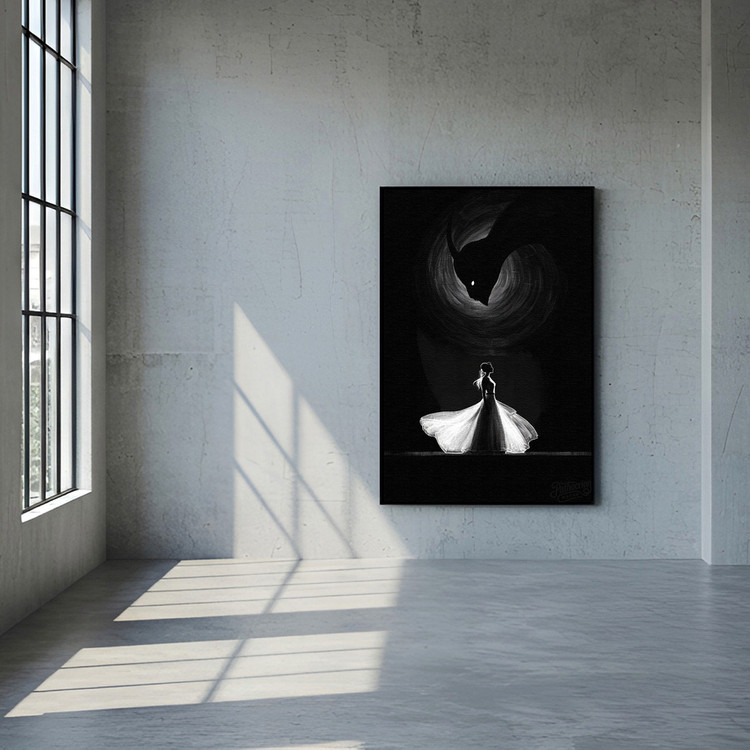 어둠과의 무도회 그림 액자 팝아트 인테리어소품 신비로운 무도회 여인그림 흑백 감성 모던 대형 거실 침실 카페 오피스 이미지