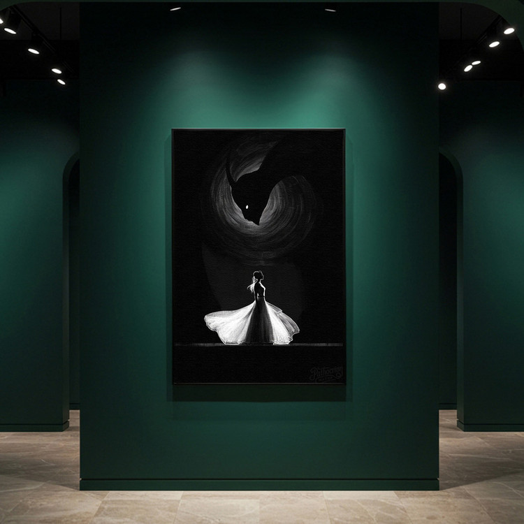 어둠과의 무도회 그림 액자 팝아트 인테리어소품 신비로운 무도회 여인그림 흑백 감성 모던 대형 거실 침실 카페 오피스 이미지